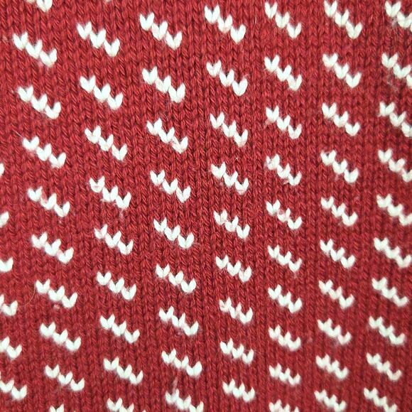 L.L. BEAN Vintage Birdseye Cardigan Sweater Red White Wool Womens Size Large - Picture 5 of 8